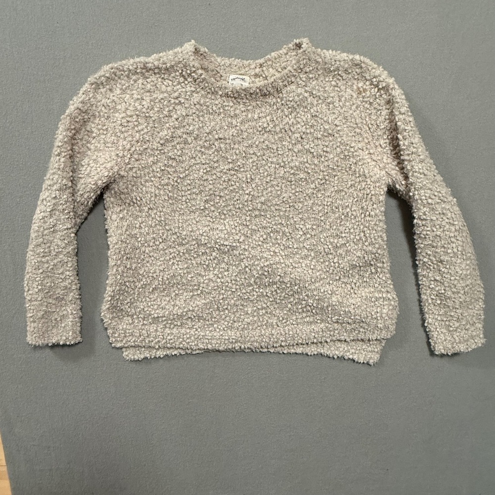 Hippie Rose Cozy Girl Modern Boho Ivory Boucle Pullover Sweater Women Large